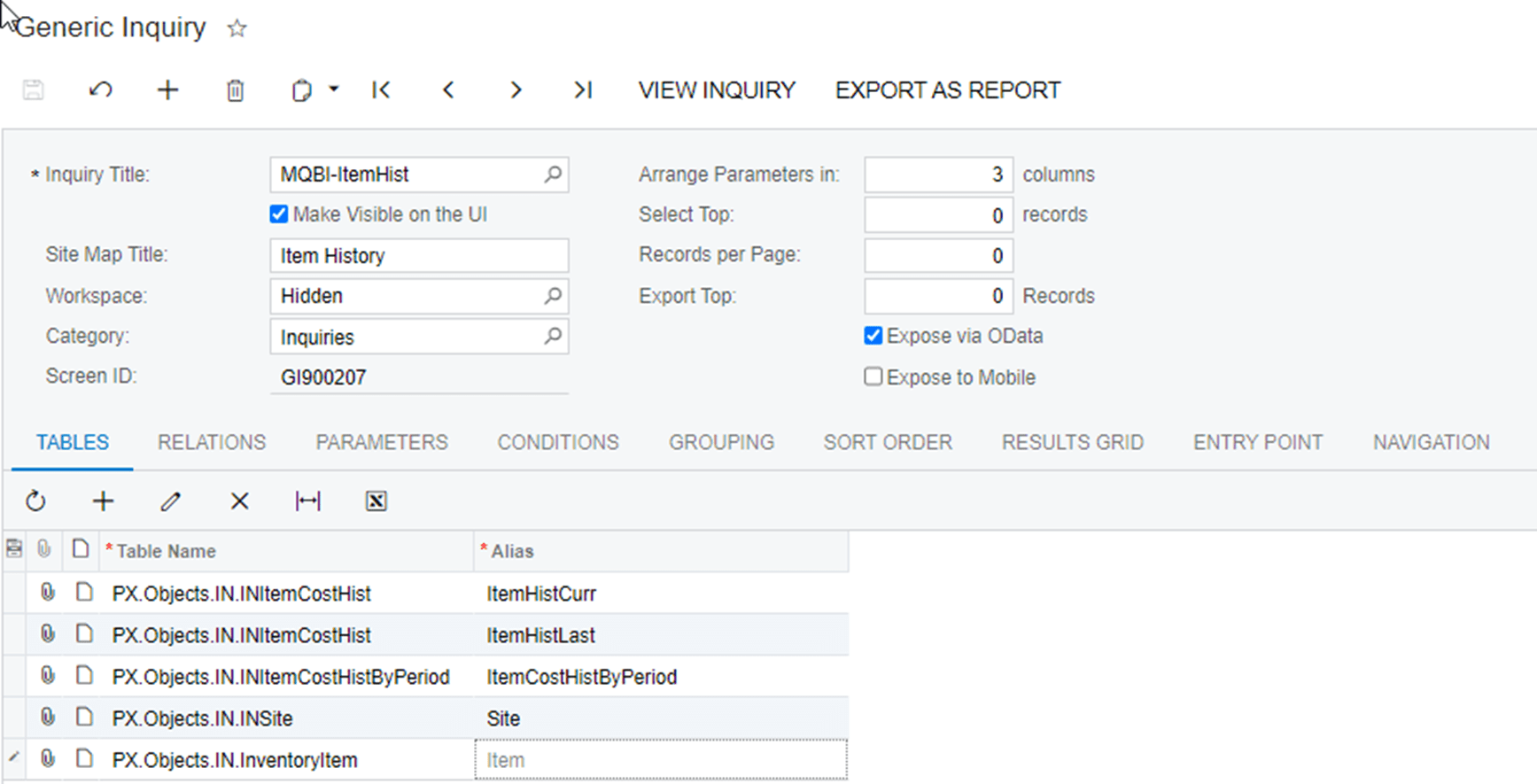 Inventory History Using Generic Inquiry in Acumatica - MaxQ Technologies